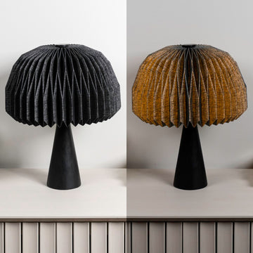 Sylvie 16" Modern Minimalist Paper Pleated Shade Mushroom Accent LED Table Lamp